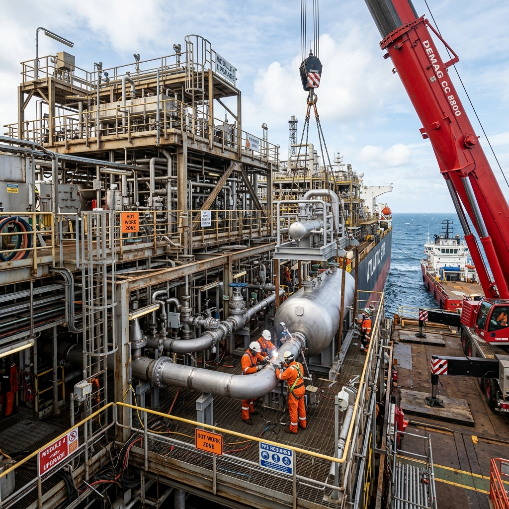 Offshore process module upgrade for an oil and gas operator